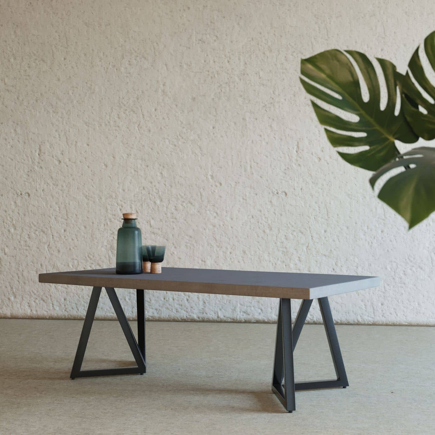 VIG Furniture Modrest Richmond Concrete Black Metal Coffee Table