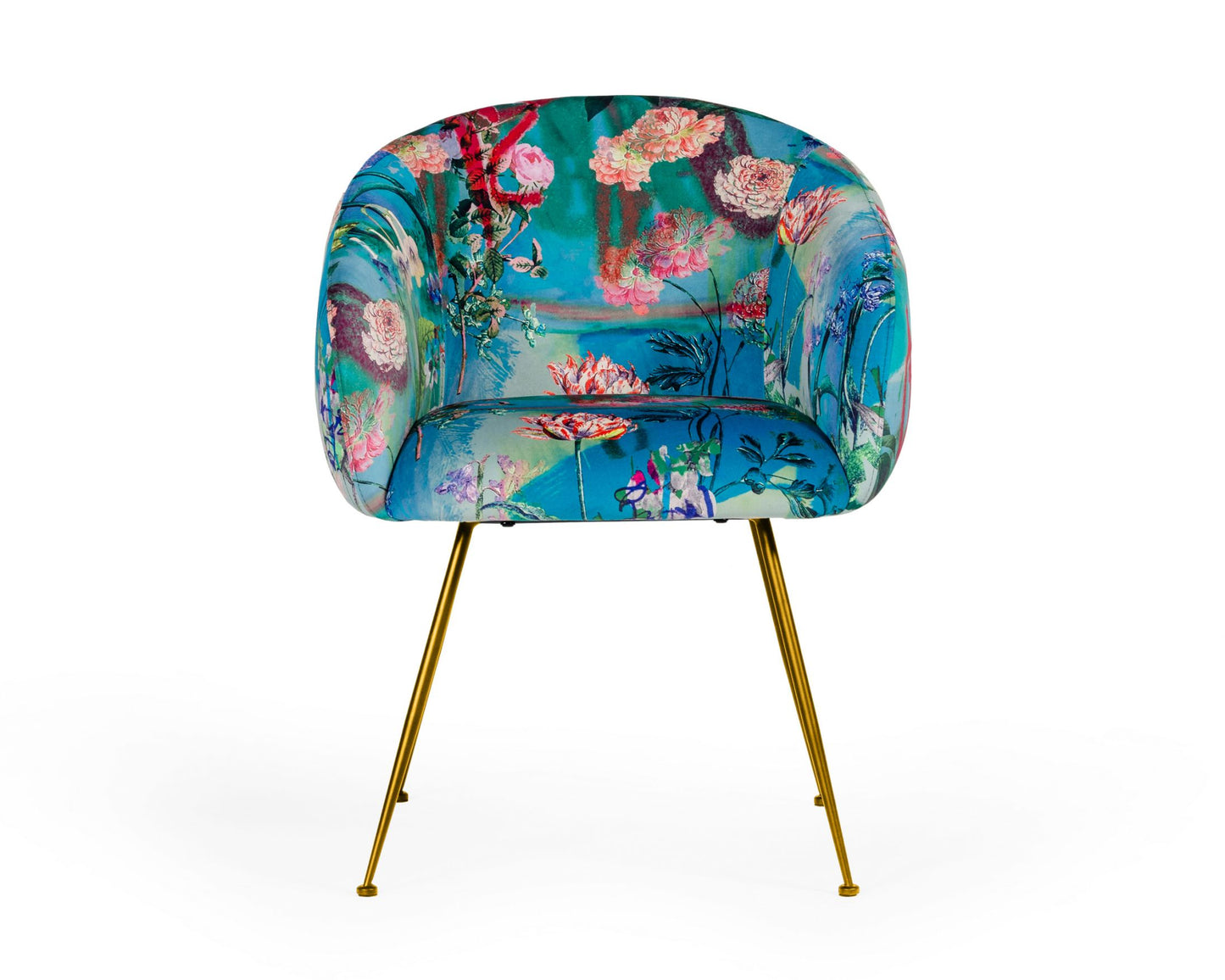 VIG Furniture Modrest Roxann Floral Velvet Gold Dining Chair