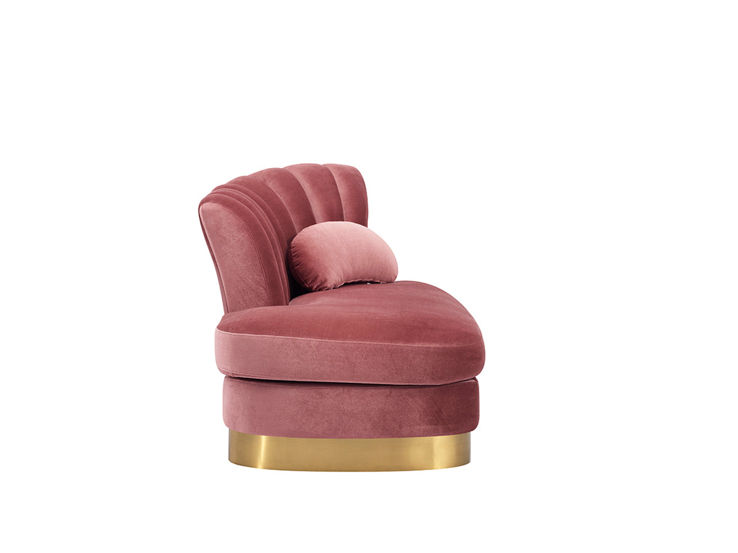 VIG Furniture Divani Casa Arvada Pink Velvet Gold Loveseat Chaise