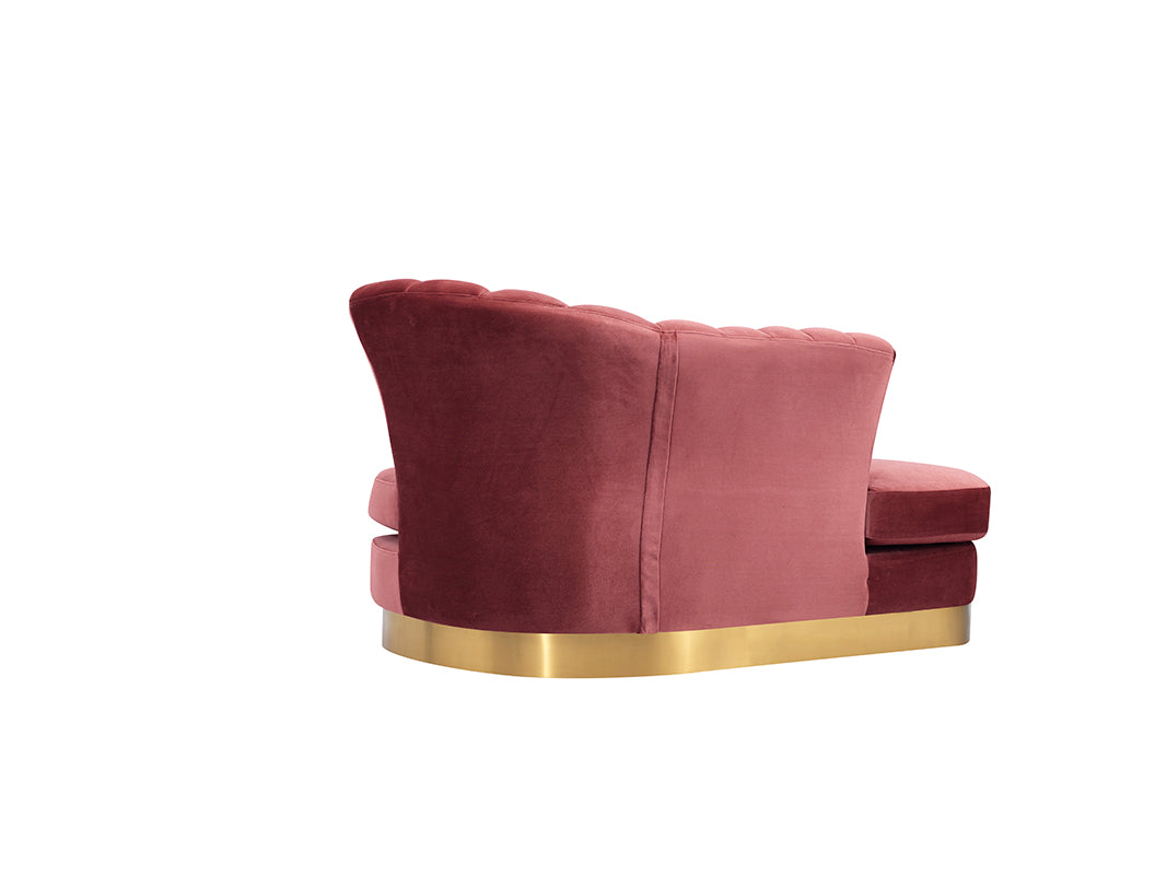 VIG Furniture Divani Casa Arvada Pink Velvet Gold Loveseat Chaise