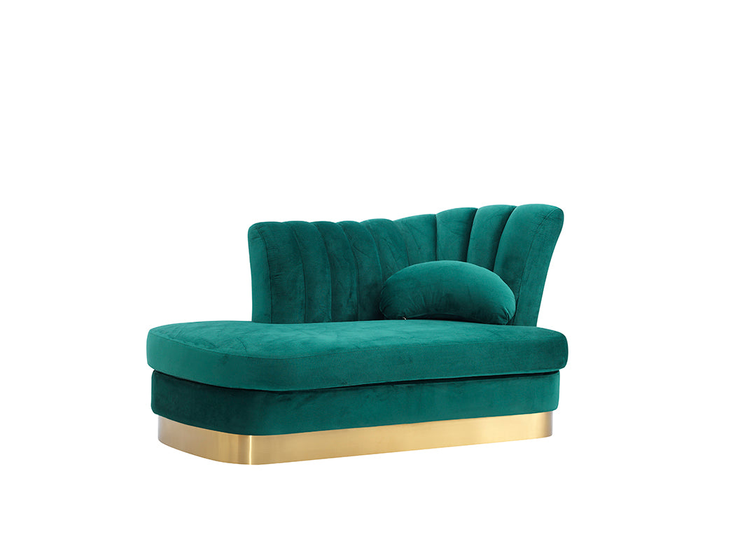 VIG Furniture Divani Casa Arvada Green Velvet Gold Loveseat Chaise