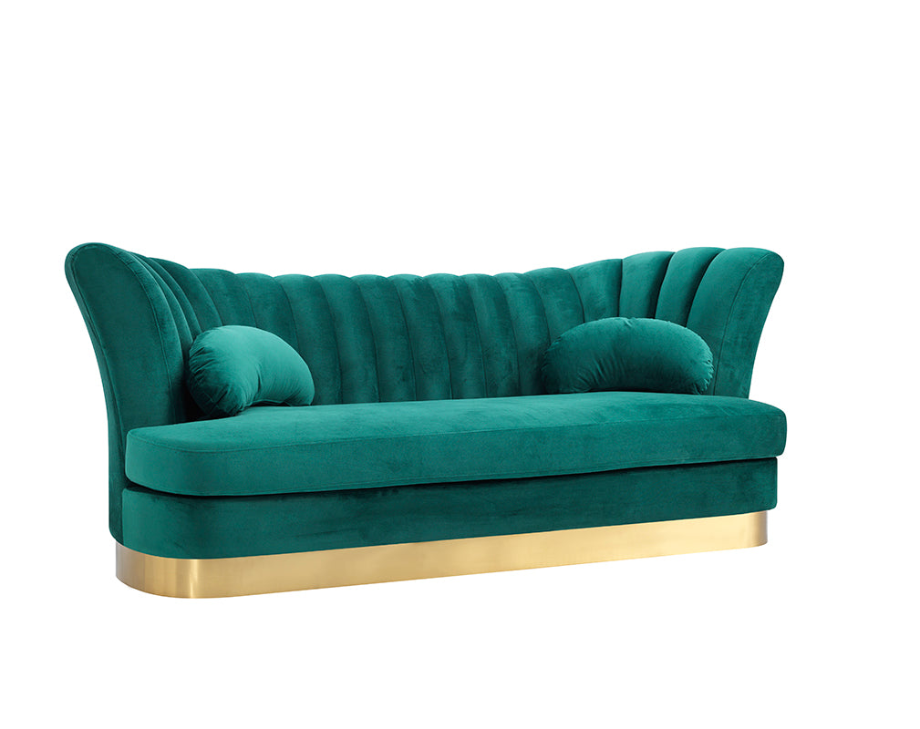 VIG Furniture Divani Casa Arvada Green Velvet Gold Sofa