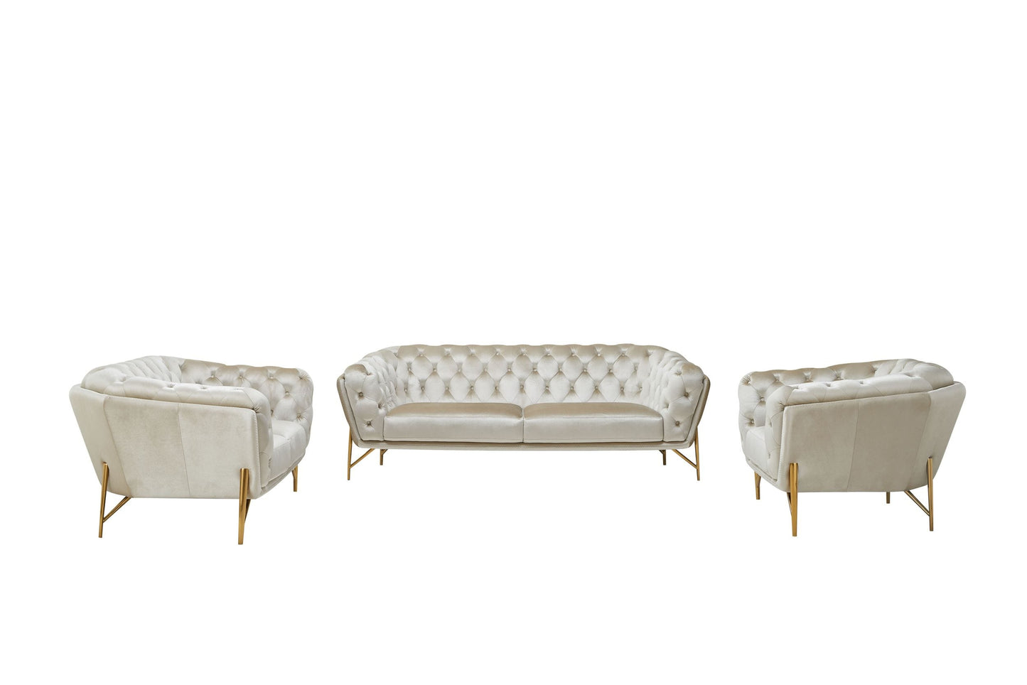VIG Furniture Divani Casa Stella Beige Velvet Sofa Set
