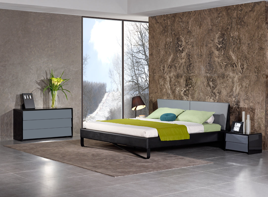 VIG Furniture Nova Domus Stone Grey Black Bed