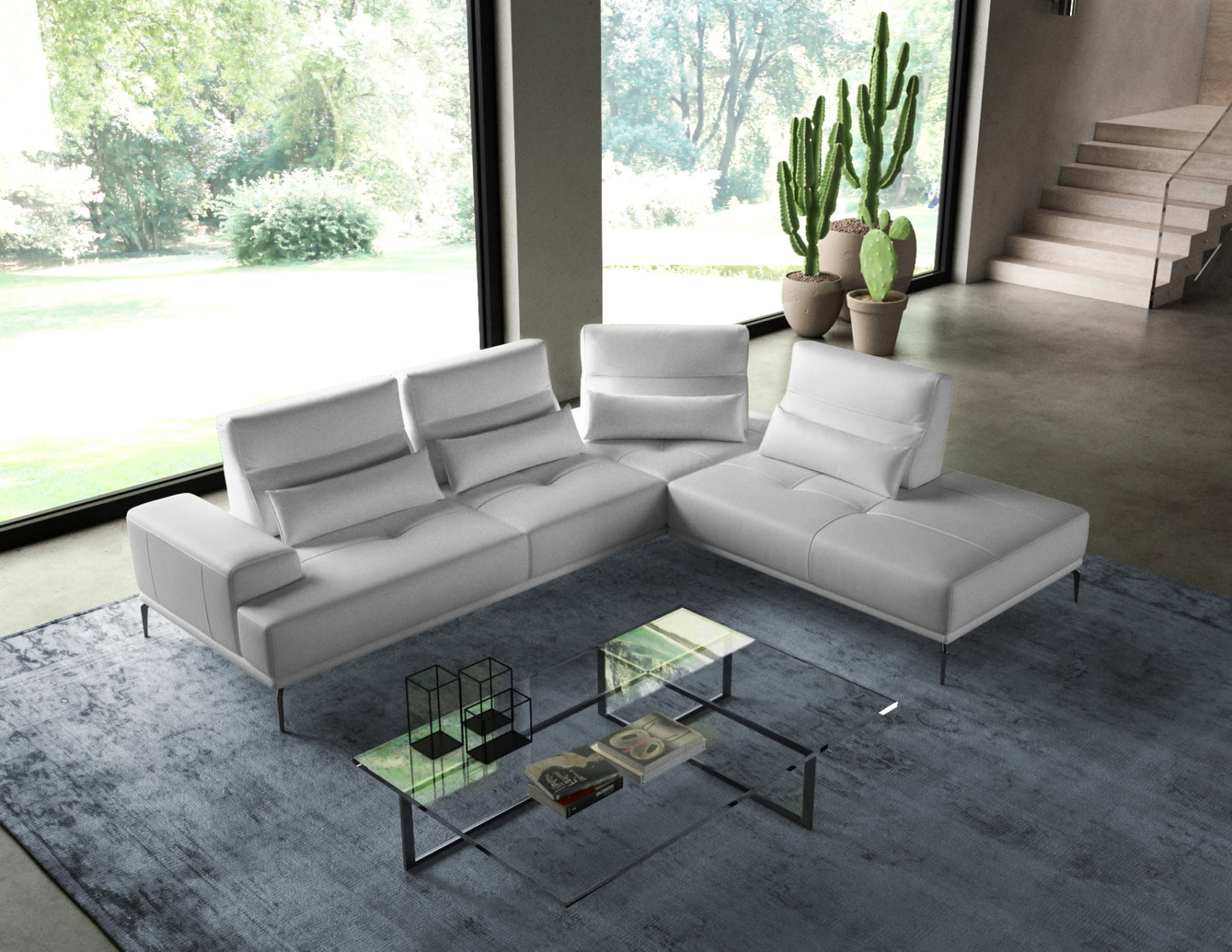 VIG Furniture Coronelli Sunset Italian White Leather Right Sectional Sofa