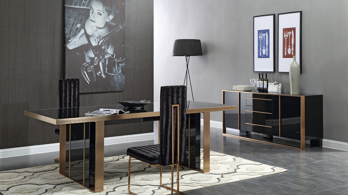 VIG Furniture Nova Domus Cartier Black Rosegold Dining Set