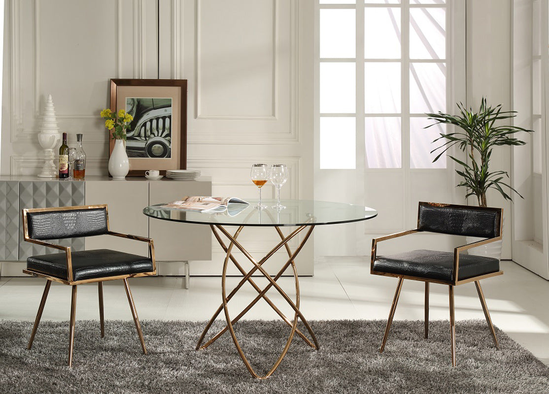 VIG Furniture Modrest Rosario Round Rosegold Dining Table