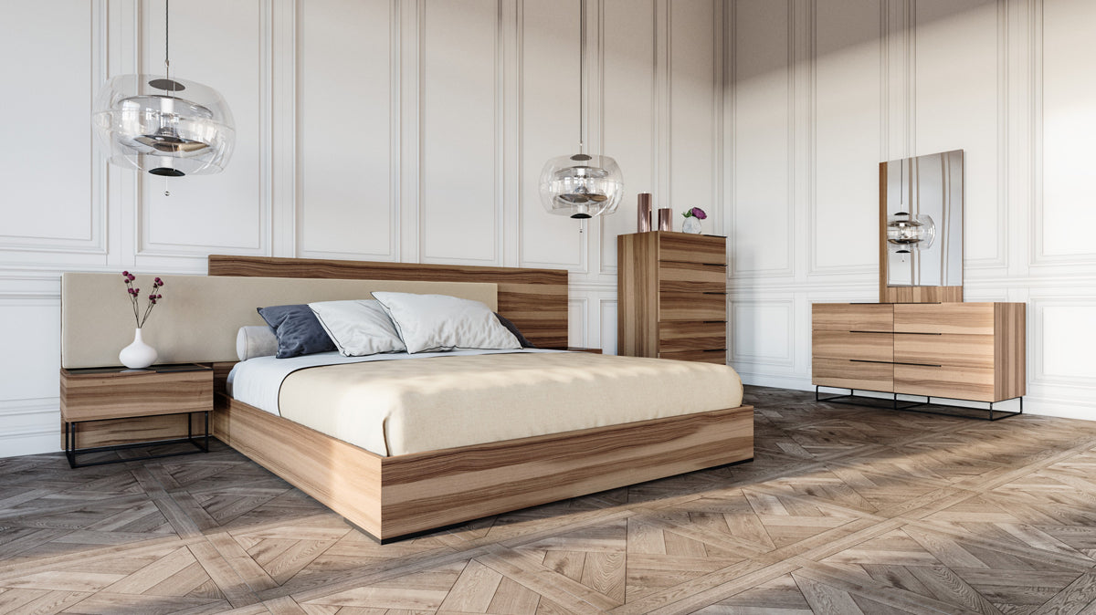 VIG Furniture Nova Domus Matteo Italian Walnut Fabric Bedroom Set