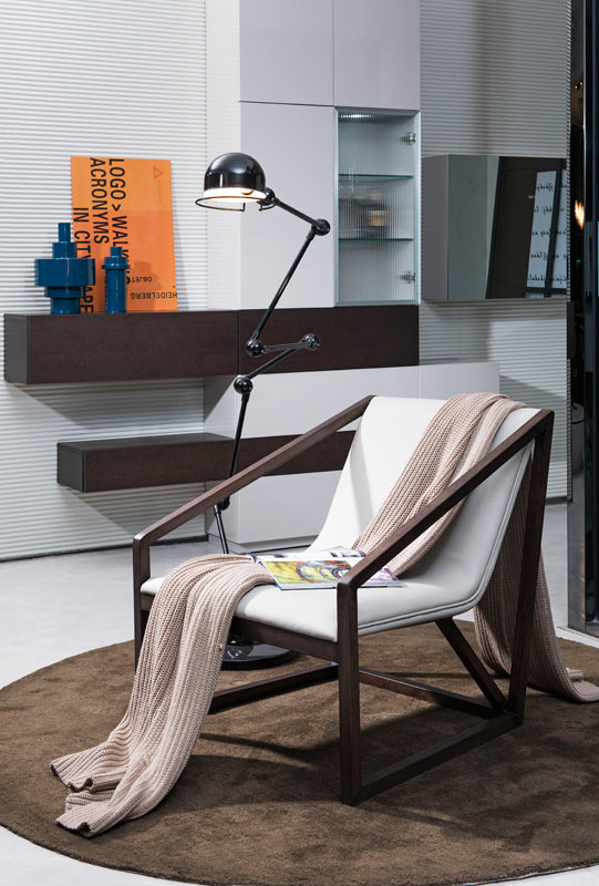 VIG Furniture Divani Casa Taranto Grey Leather Lounge Chair