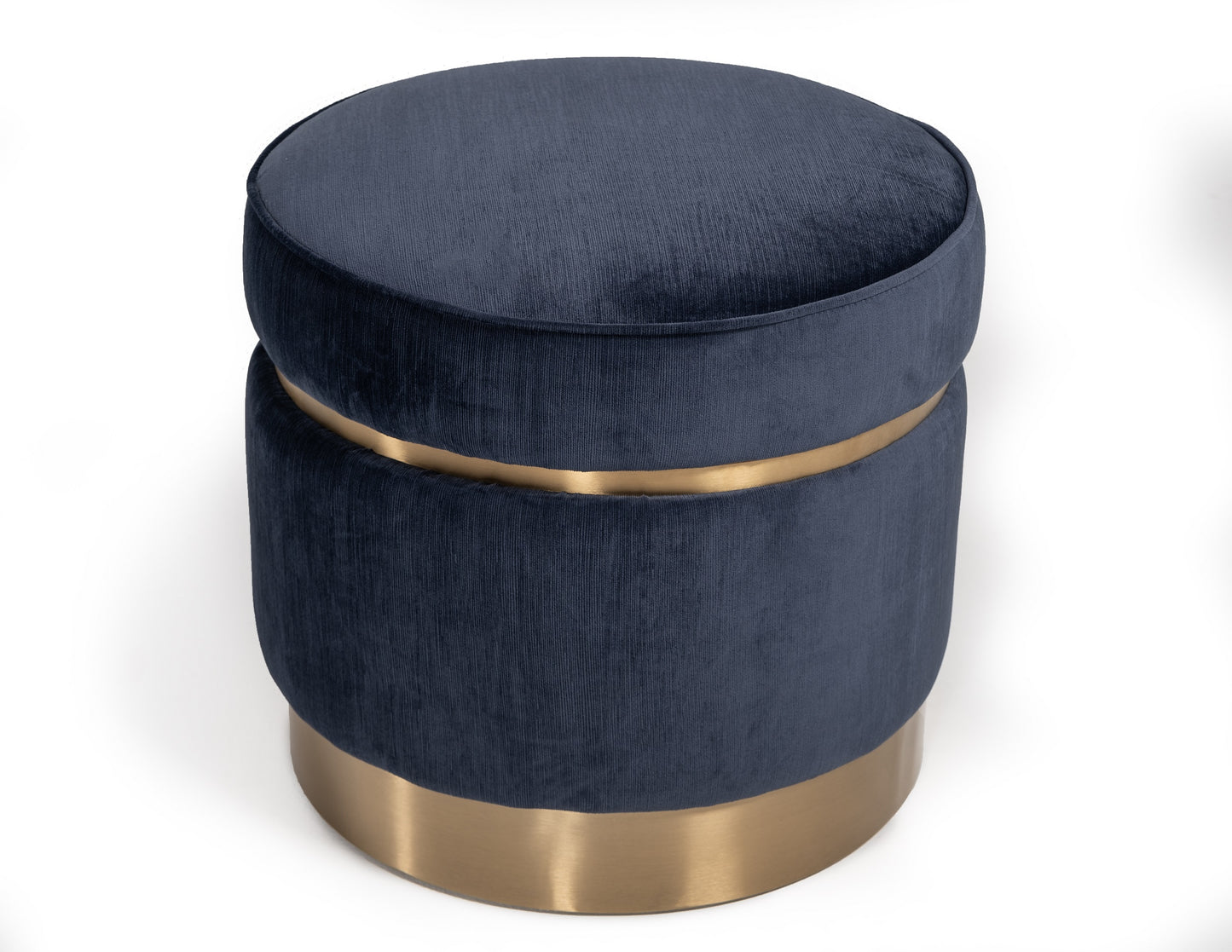 VIG Furniture Divani Casa Tenaya Blue Velvet Gold Ottoman