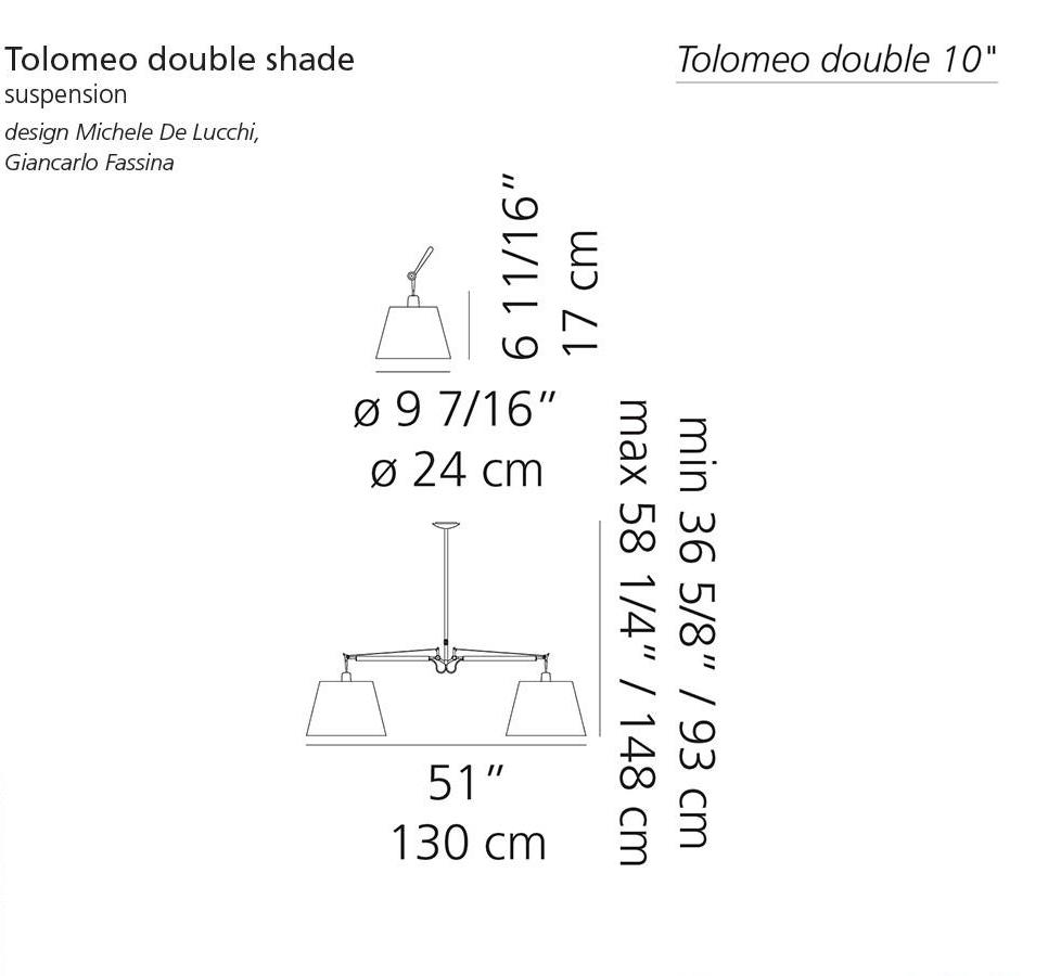 Artemide Tolomeo Double Parchment Shade Pendant Light