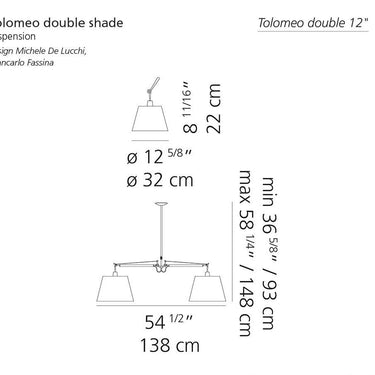 Artemide Tolomeo Double Parchment Shade Pendant Light
