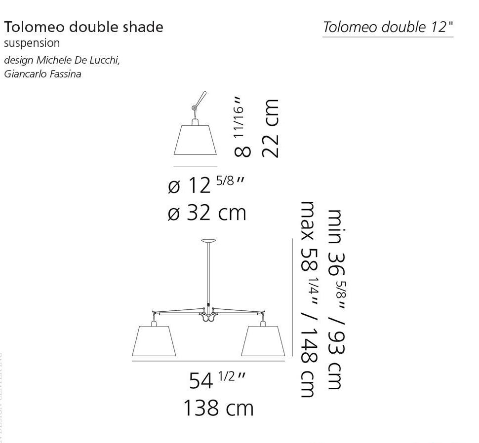 Artemide Tolomeo Double Parchment Shade Pendant Light