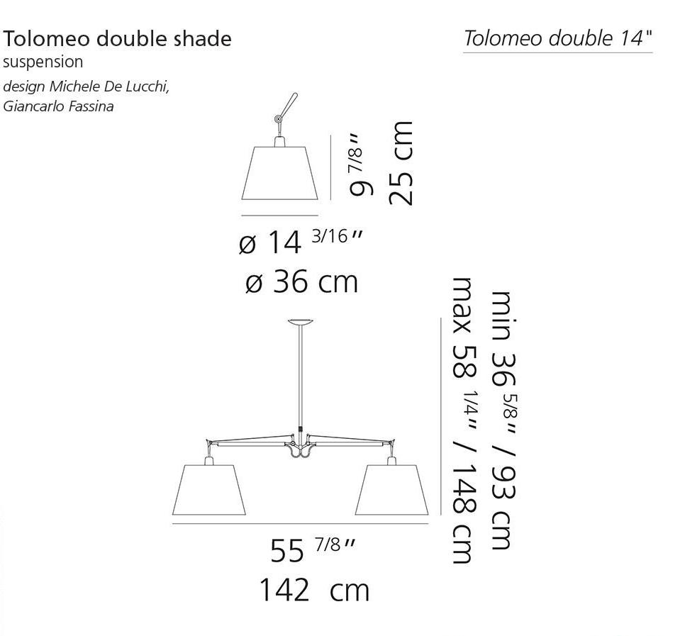 Artemide Tolomeo Double Parchment Shade Pendant Light