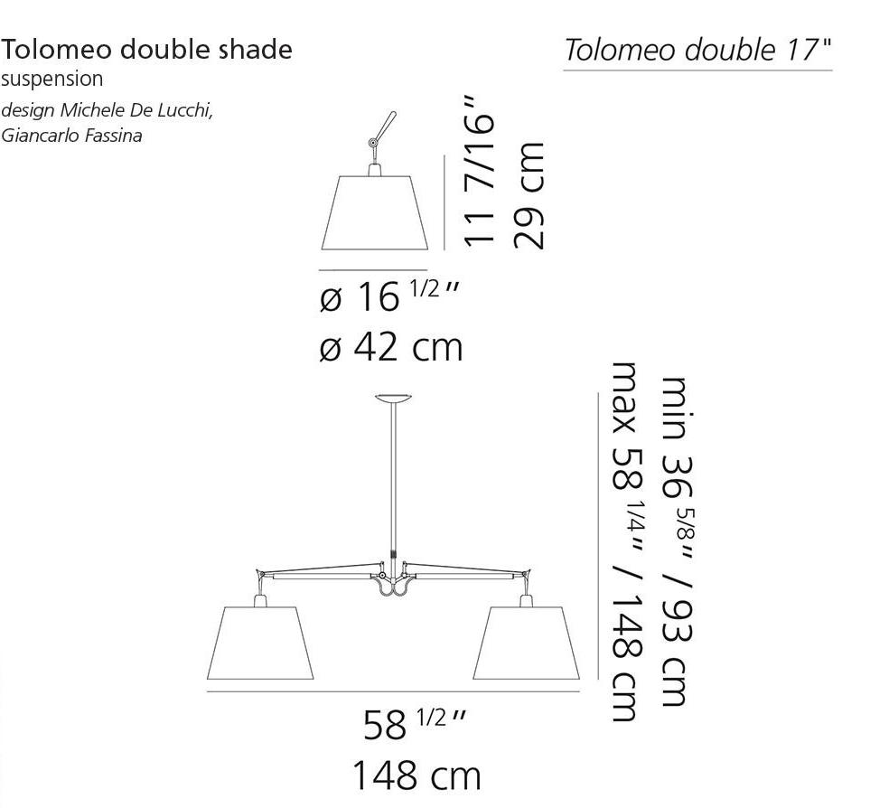Artemide Tolomeo Double Parchment Shade Pendant Light