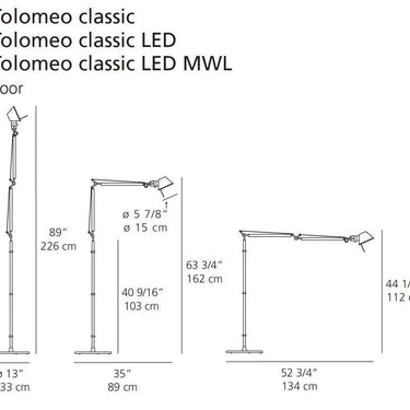 Dimmable Tolomeo Classic LED Floor Lamp - Perfect for Reading and Task Lighting