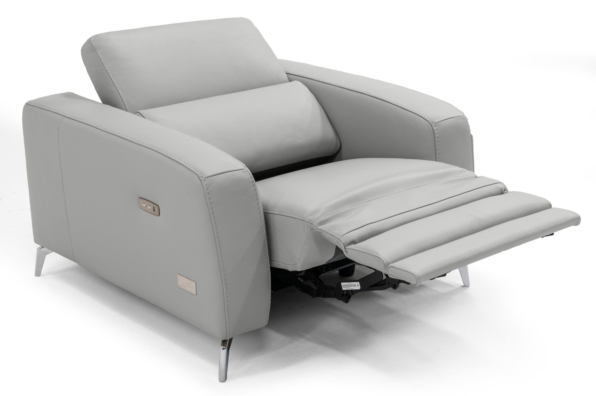 VIG Furniture Coronelli Turin Italian Grey Leather Recliner Chair