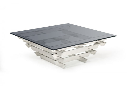 VIG Furniture Modrest Upton Square Smoked Glass Coffee Table