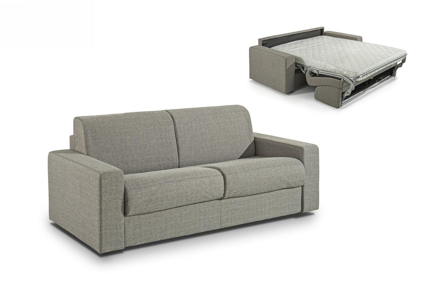 VIG Furniture Modrest Made in Italy Urrita Gray Fabric Sofa Bed Queen Size Mattress