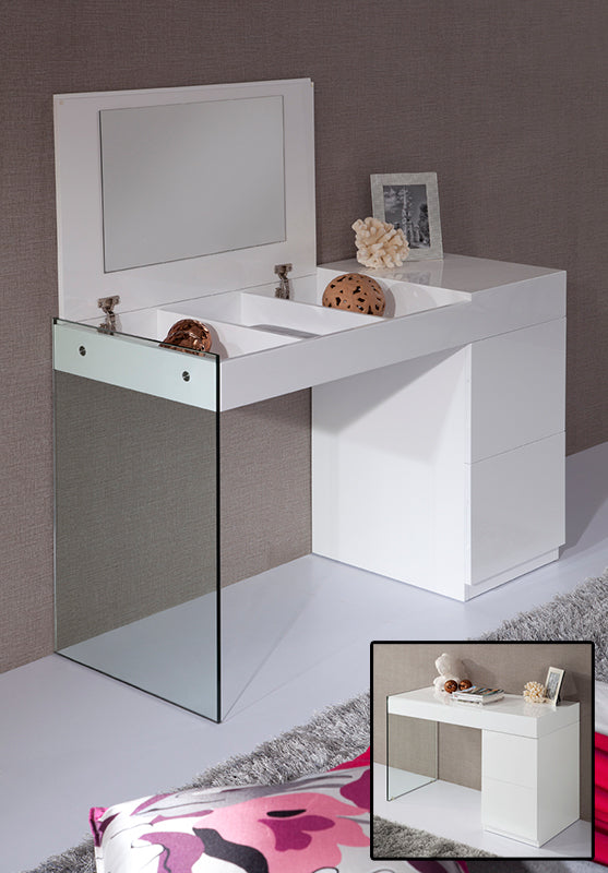 VIG Furniture Modrest Volare White Floating Glass Vanity Mirror