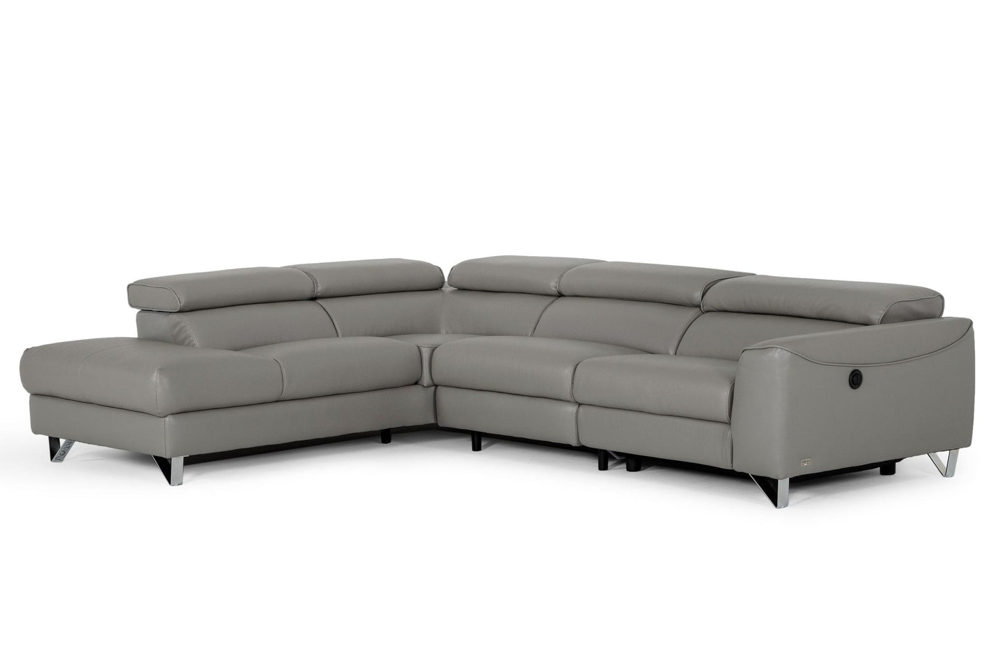 VIG Furniture Divani Casa Versa Grey Leather Left Sectional Sofa Recliner