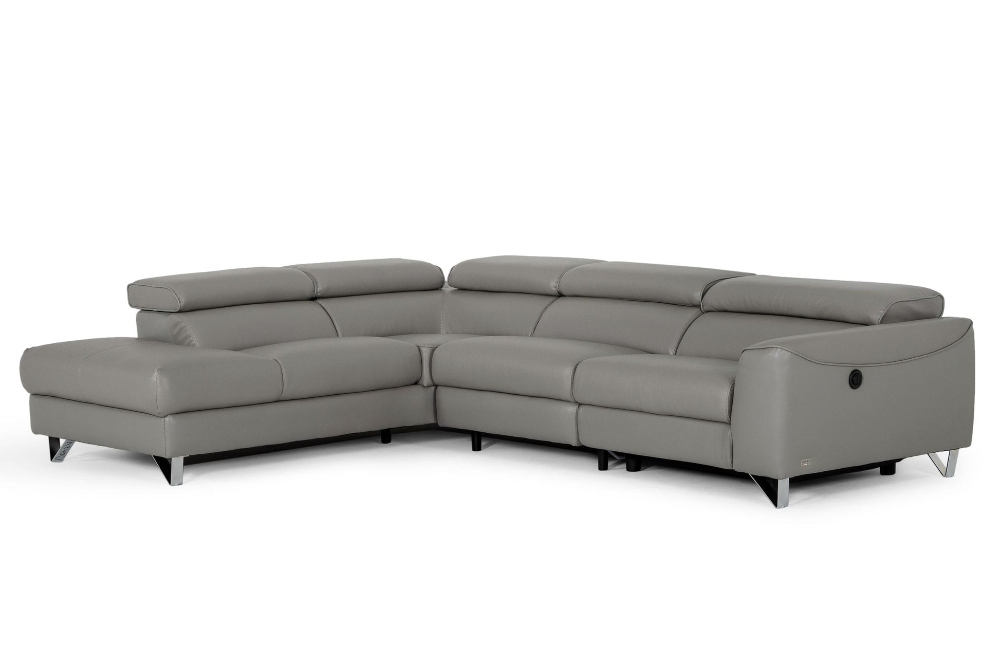 VIG Furniture Divani Casa Versa Grey Leather Left Sectional Sofa Recliner