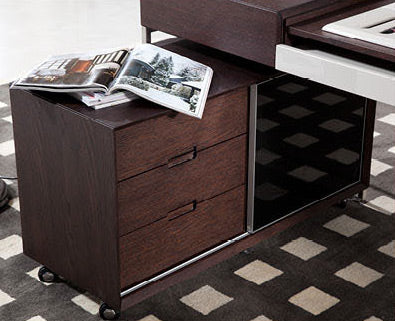 VIG Furniture Modrest Ezra Brown Oak Grey Office Desk Side Cabinet