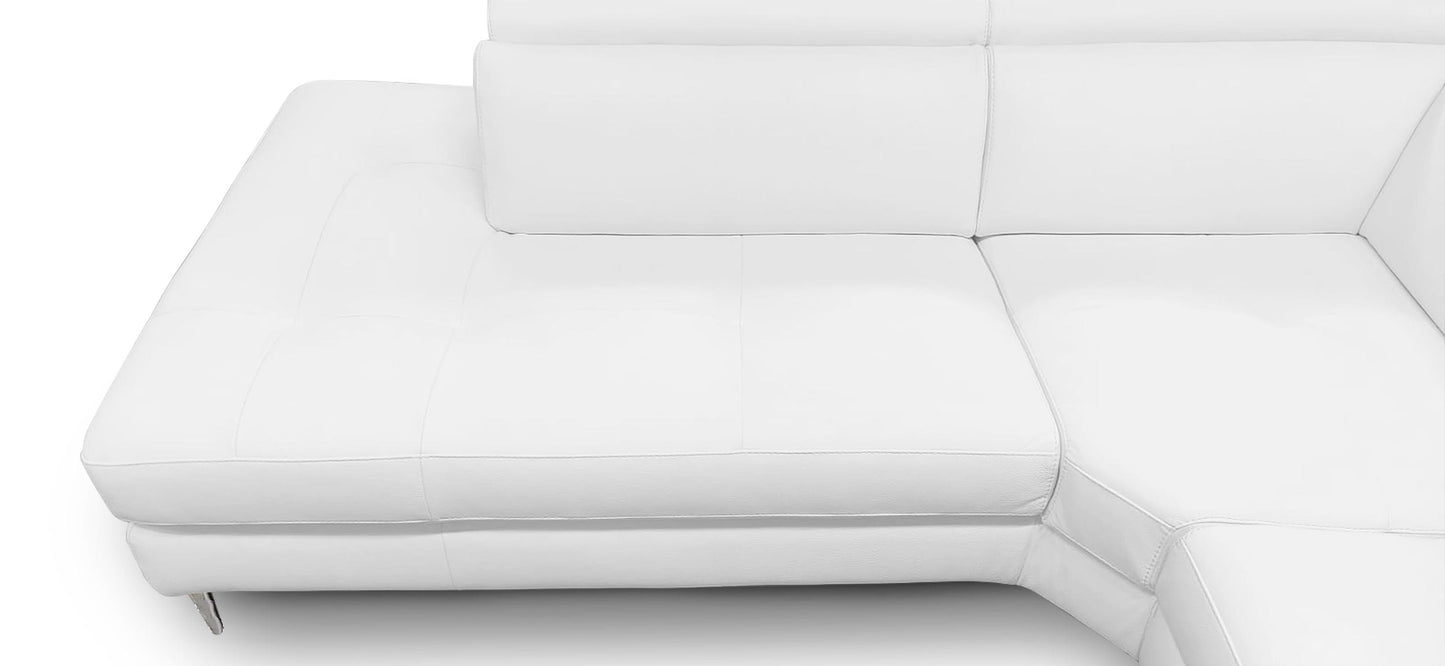 VIG Furniture Coronelli Viola Italian White Leather Left Sectional Sofa