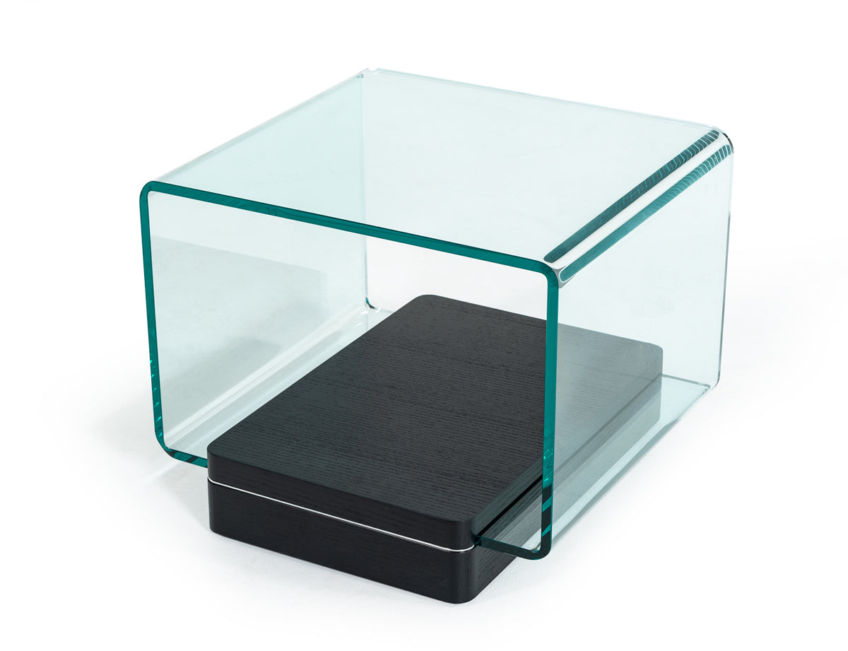VIG Furniture Modrest Vitro Glass Oak End Table
