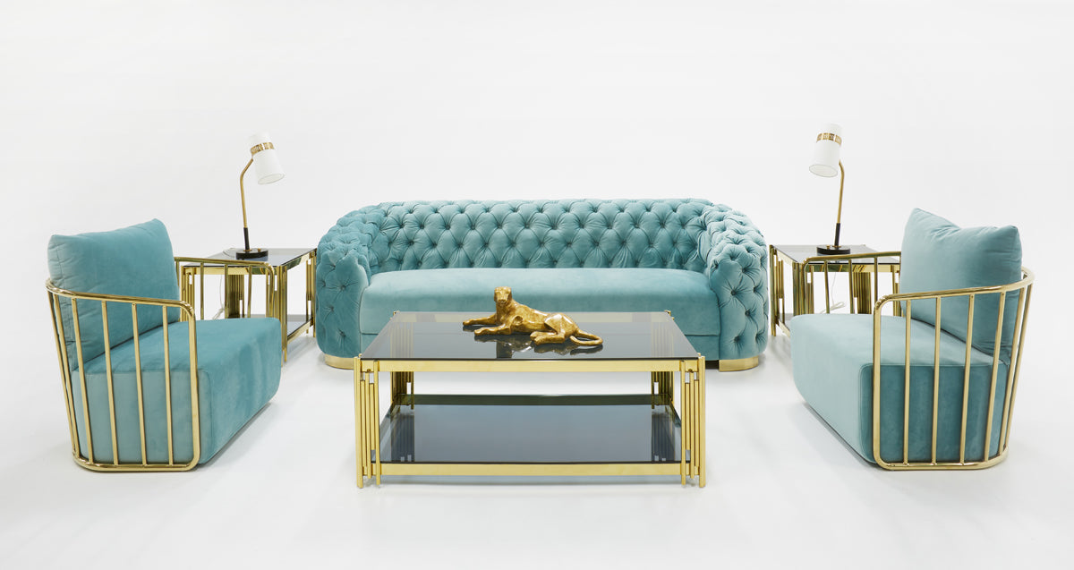 VIG Furniture Divani Casa Voss Blue Velvet Sofa