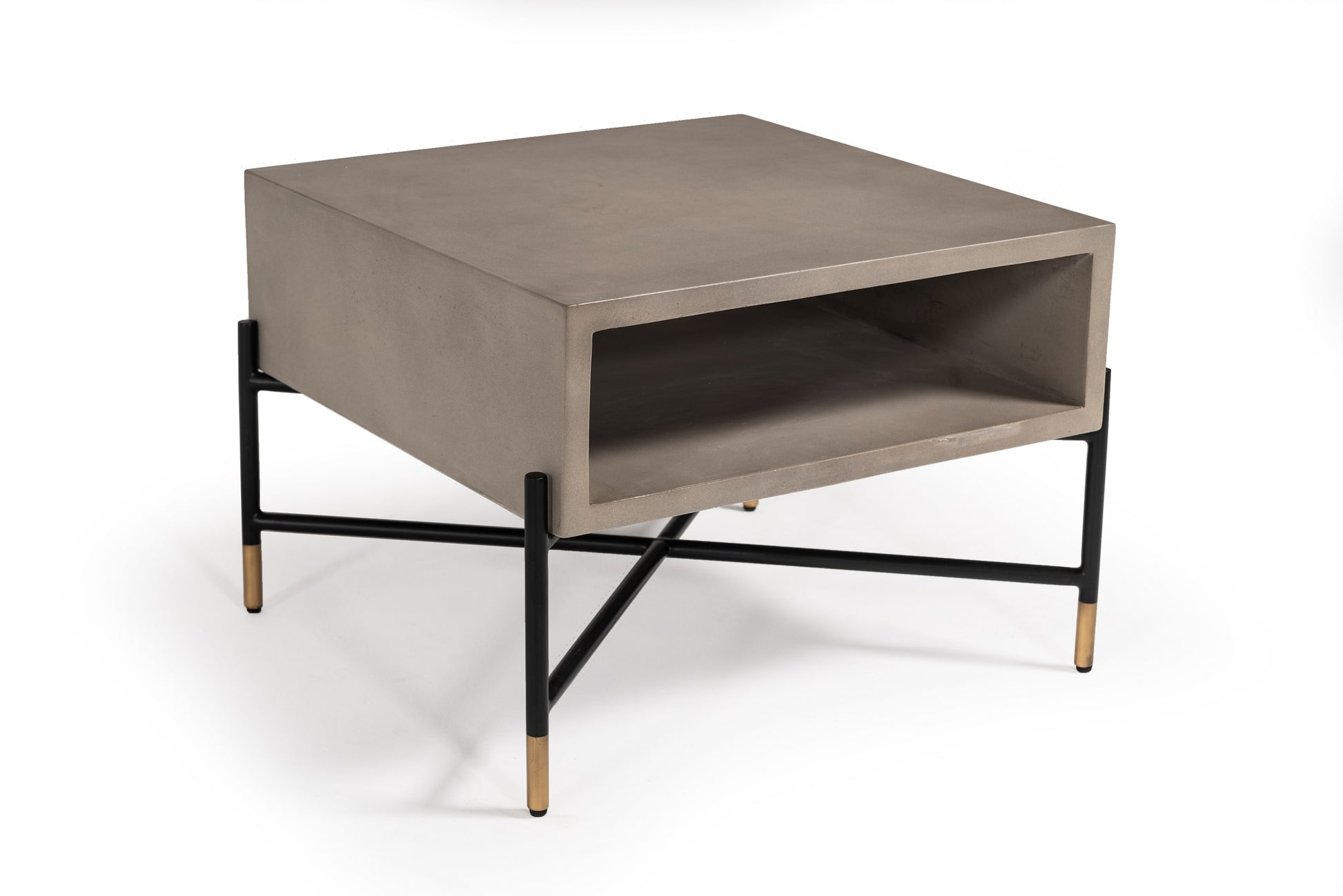 VIG Furniture Modrest Walker Concrete Metal Coffee Table