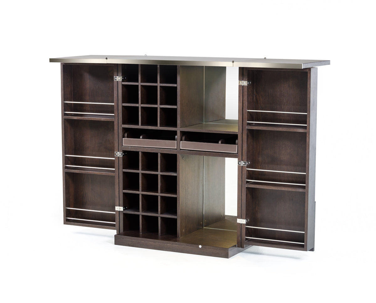 VIG Furniture Modrest Fountain Brown Oak Wine Cabinet