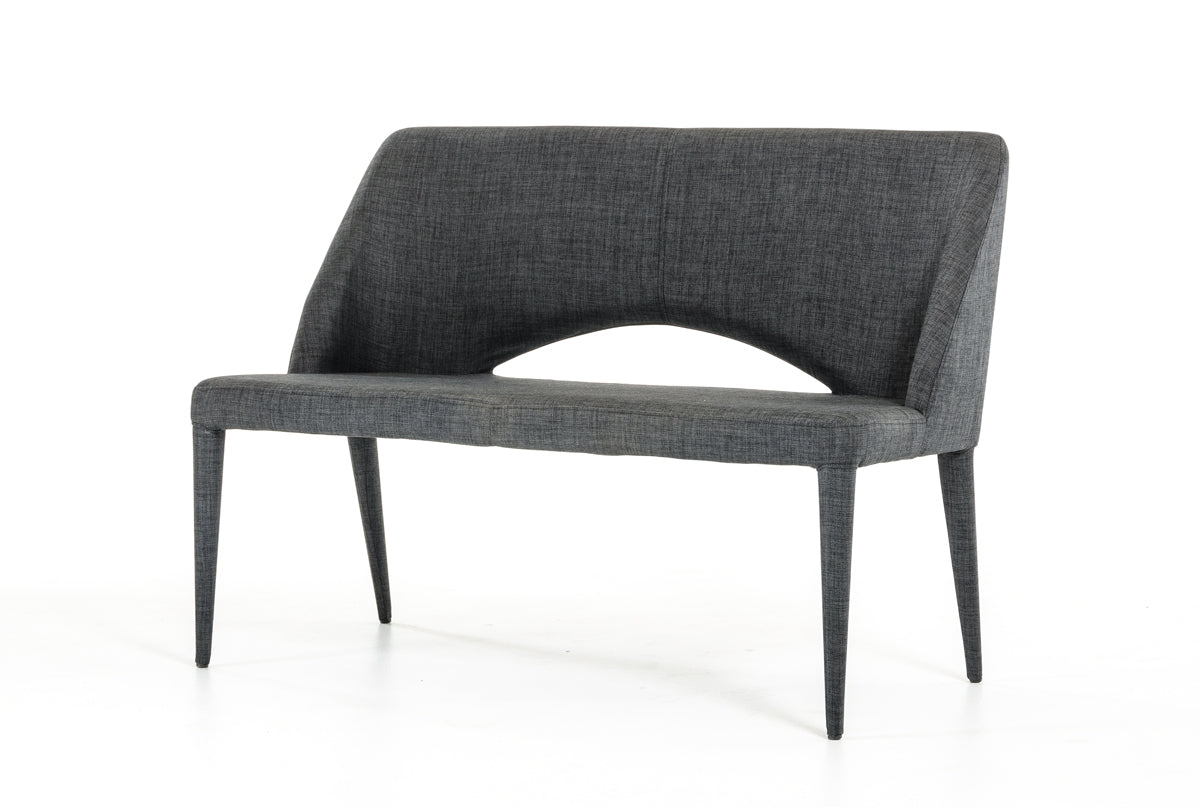 VIG Furniture Modrest Williamette Dark Grey Fabric Bench