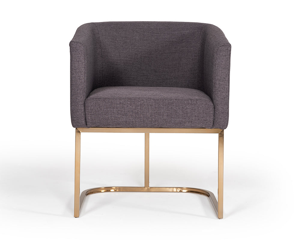 VIG Furniture Modrest Yukon Grey Fabric Antique Brass Dining Chair
