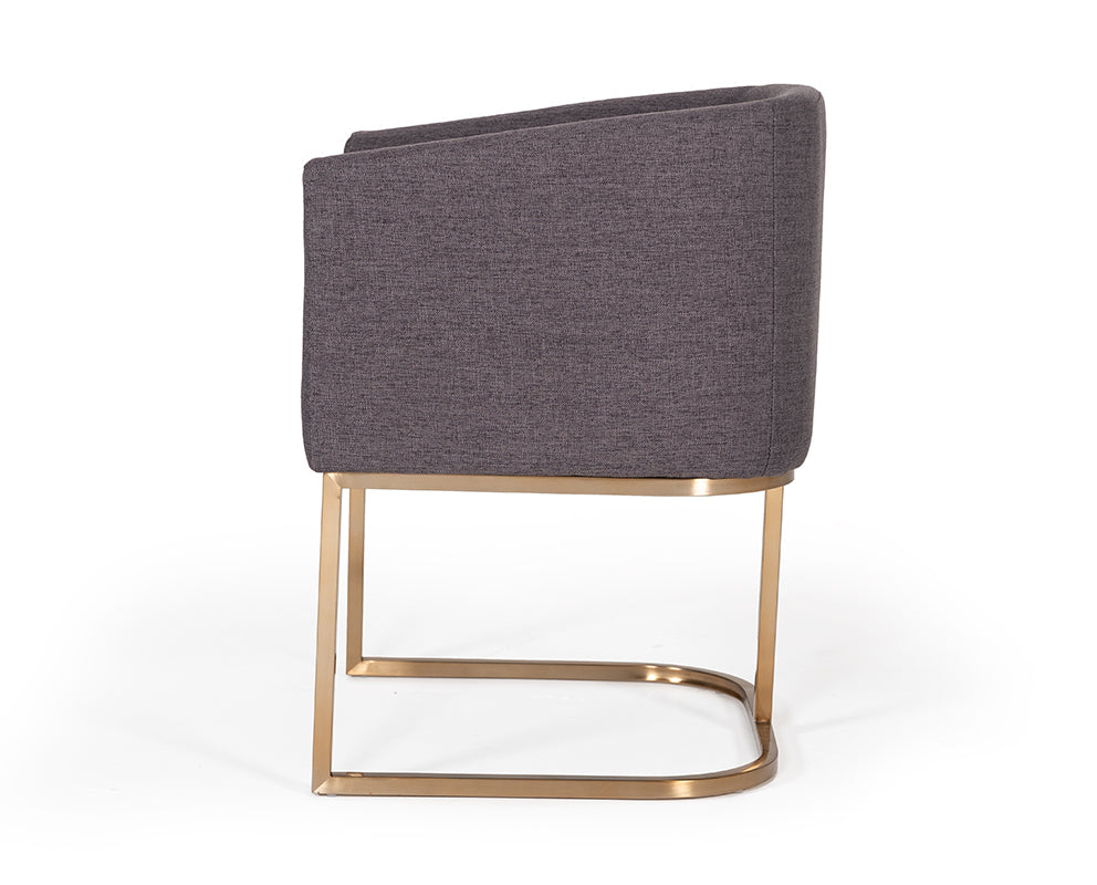 VIG Furniture Modrest Yukon Grey Fabric Antique Brass Dining Chair